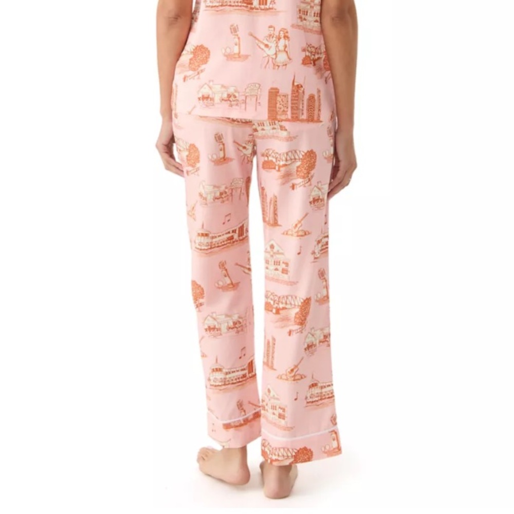 NEW Katie Kime Nashville Toile Pink Orange Pajama Pant Size Large - Picture 5 of 6